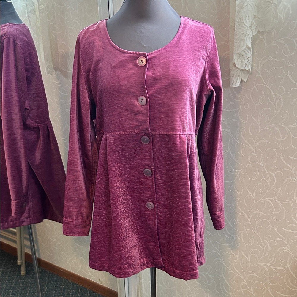 Pink/purple  Soft Surroundings Button-Up Long Sleeve tunic Top size L